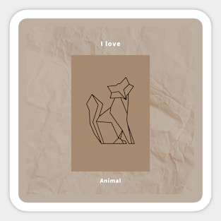 【Brown background + Text】I love animal Sticker